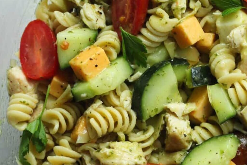 High Protein Pasta Salad with Chicken 