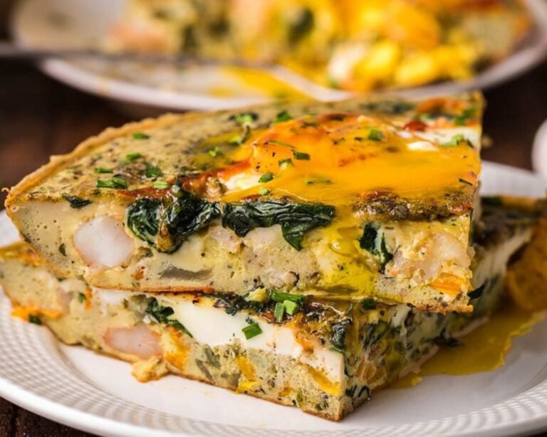 Shrimp Spinach Sunny Side Up Omelette