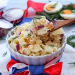 a bowl of creamy potato salad