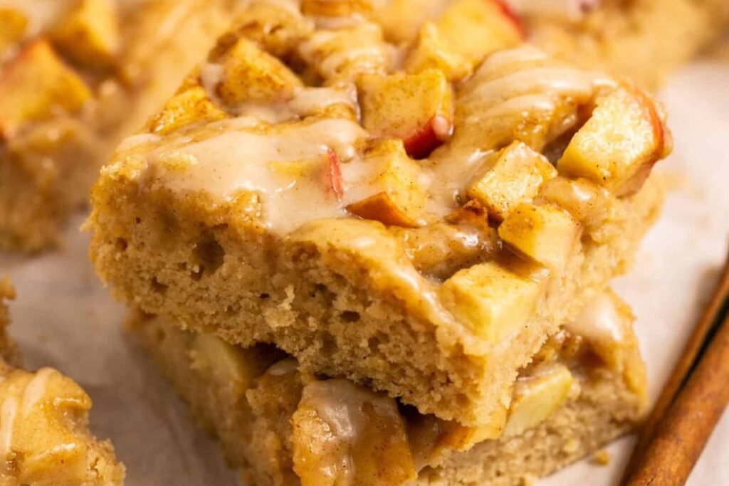 Apple Blondies with Cinnamon Maple Glaze