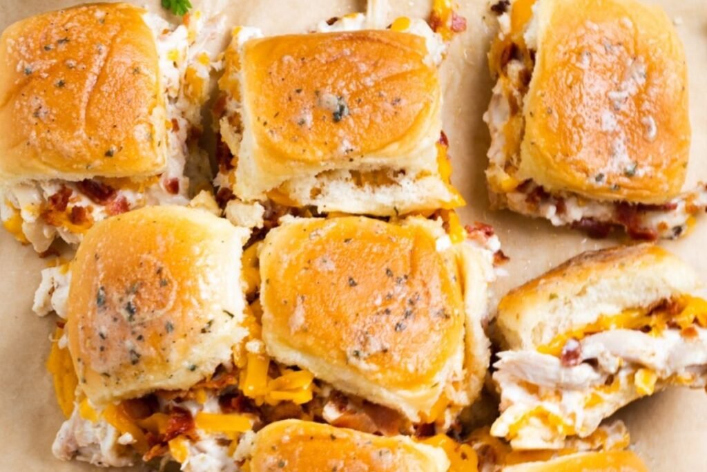 Chicken Bacon Ranch Sliders with Cheddar