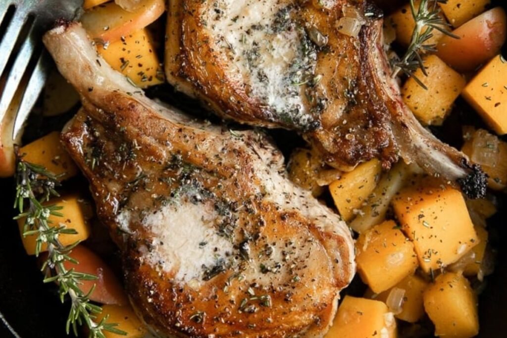 Pork Chops with Apples and Butternut Squash