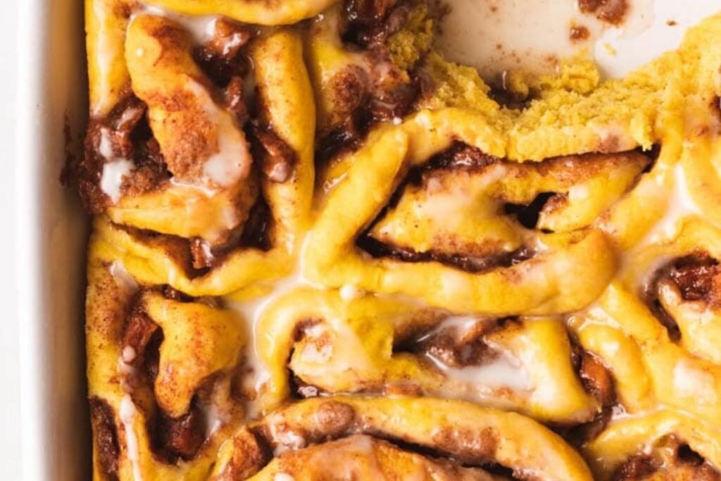 Pumpkin Cinnamon Rolls with Apple Pie Filling