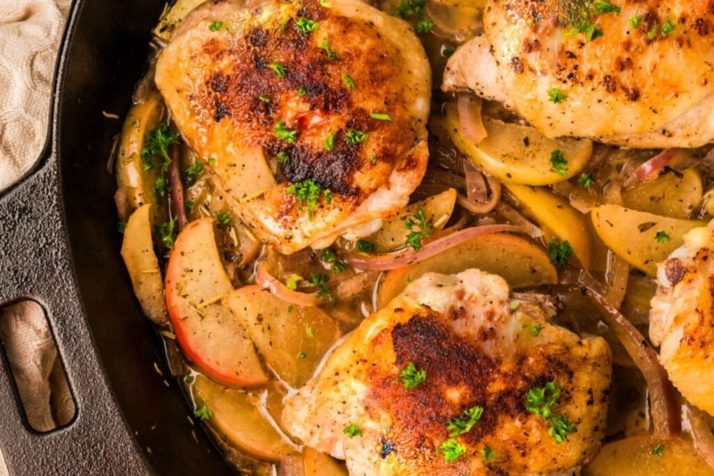 Skillet Apple Cider Chicken Thighs (Stove Top Recipe)