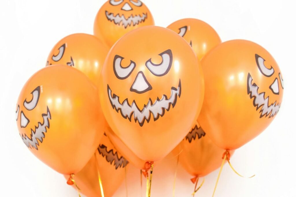 orange halloween party balloons